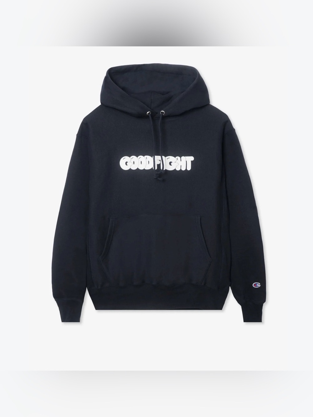 Champion bubble GOODFIGHT navy blue Hoodie Sweatshirt Sz large
